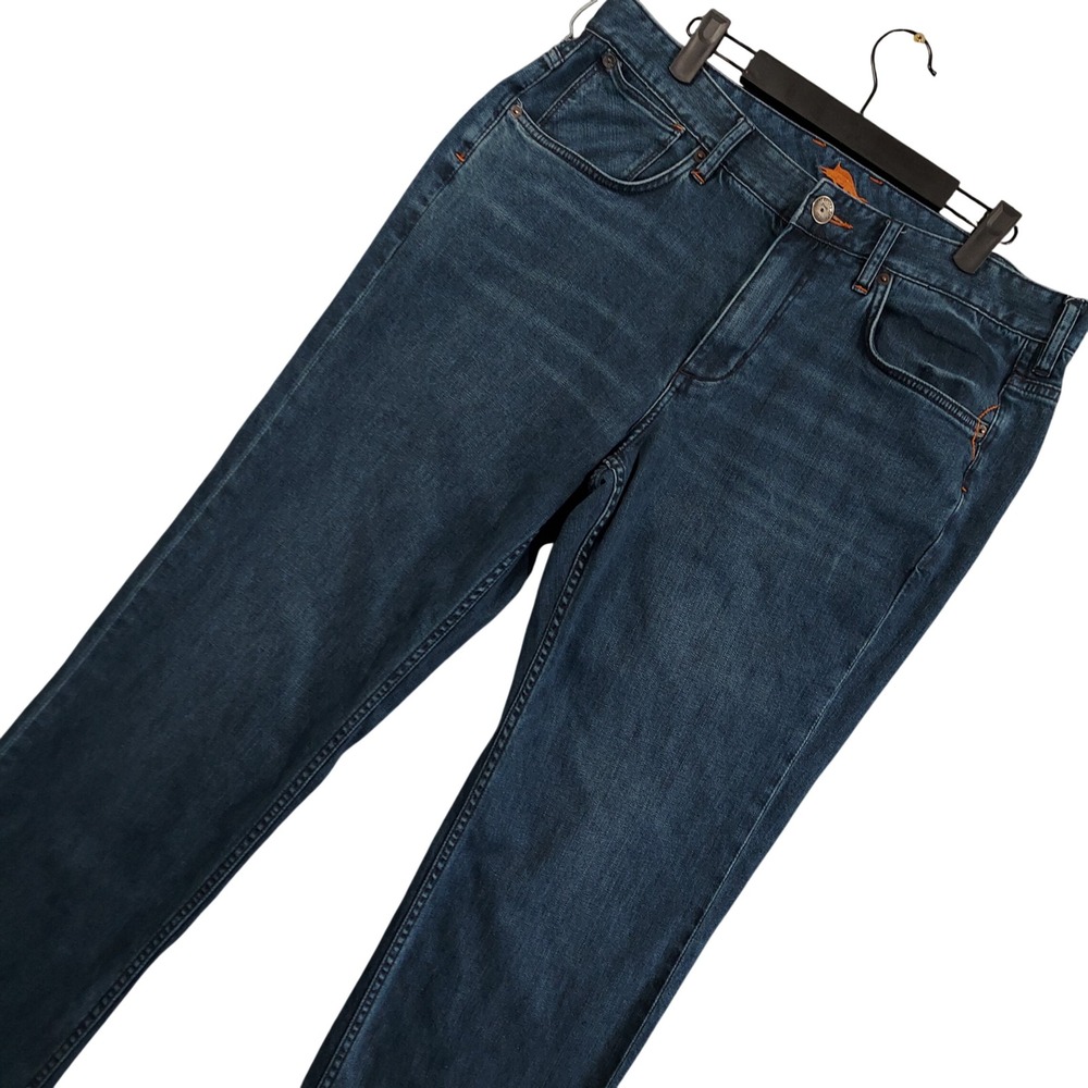 Tommy Bahama Jeans Men 35/30 Dark Blue Authentic Straight Leg Tencel Blend